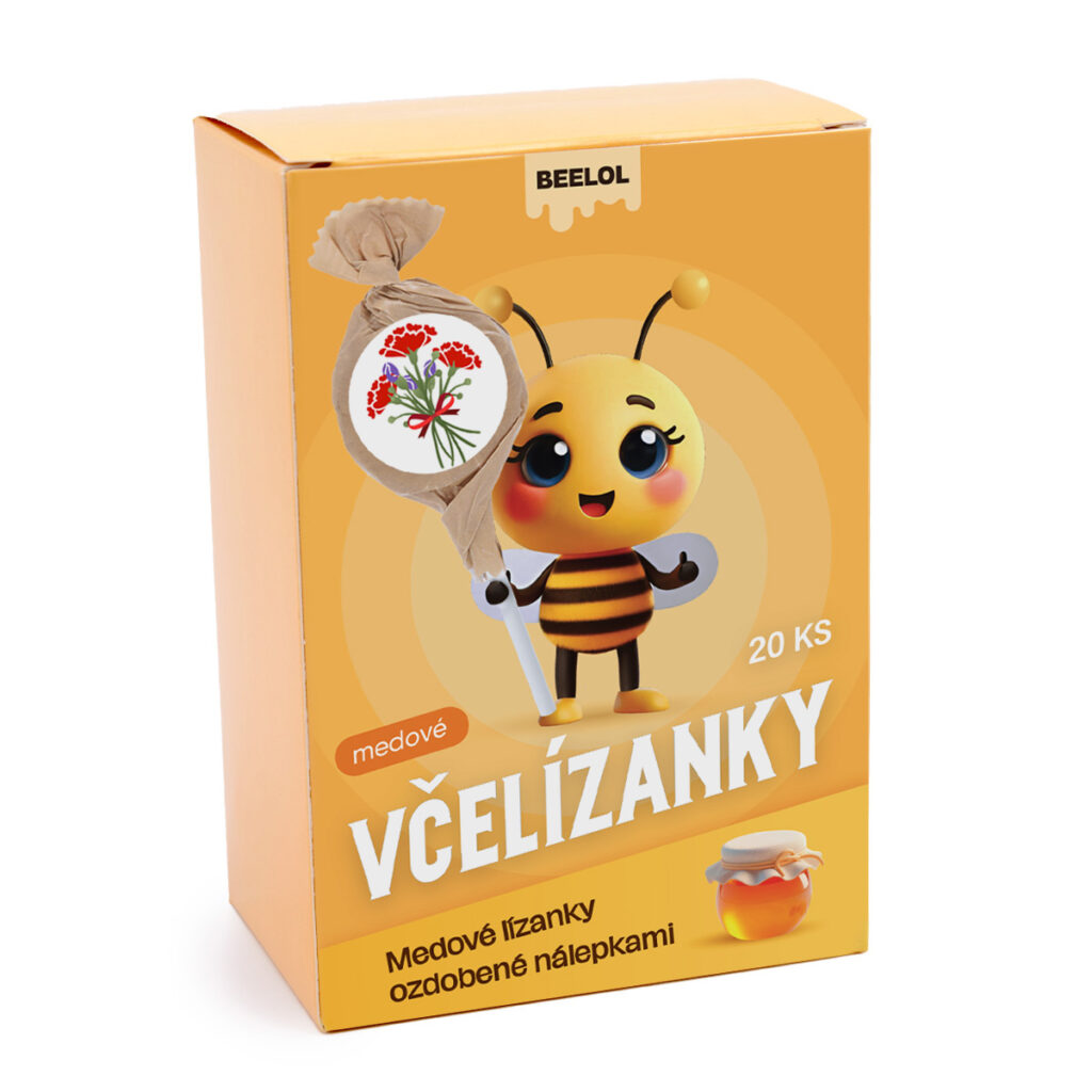 VČELÍZANKY - medové lízanky s nálepkami „KARAFIÁTY“, 20ks x 6g